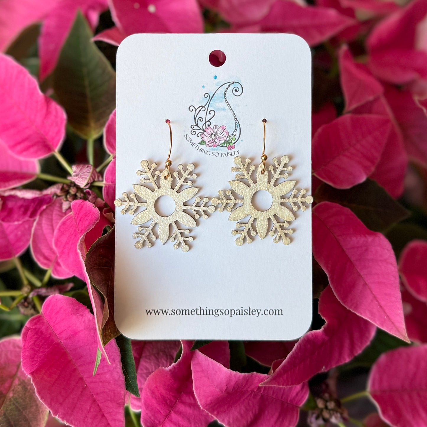 Pearly Glitter Snowflake Earrings #39