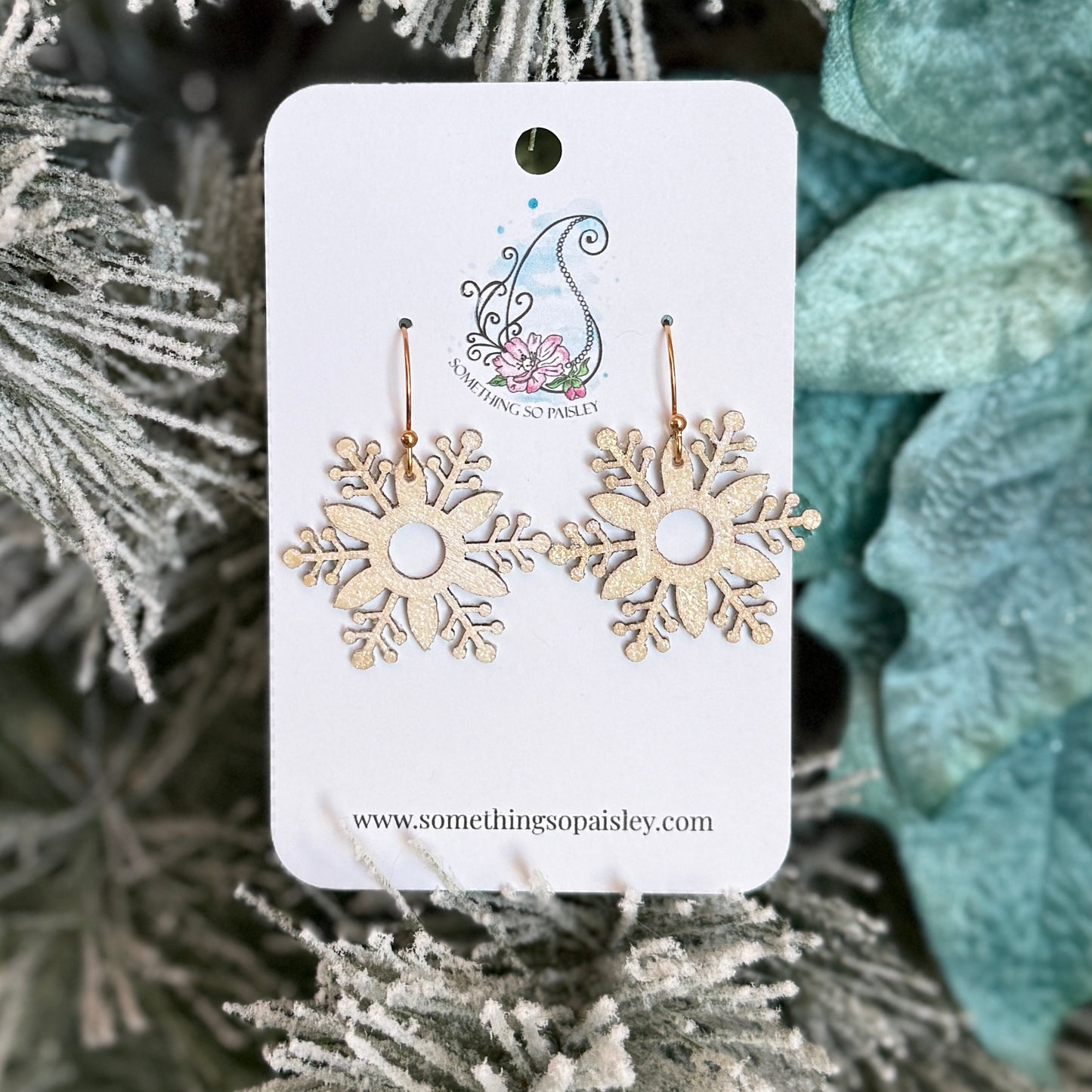 Pearly Glitter Snowflake Earrings #39