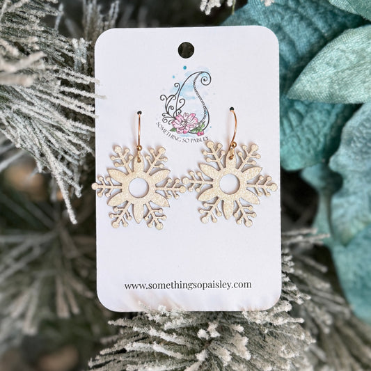 Pearly Glitter Snowflake Earrings #33