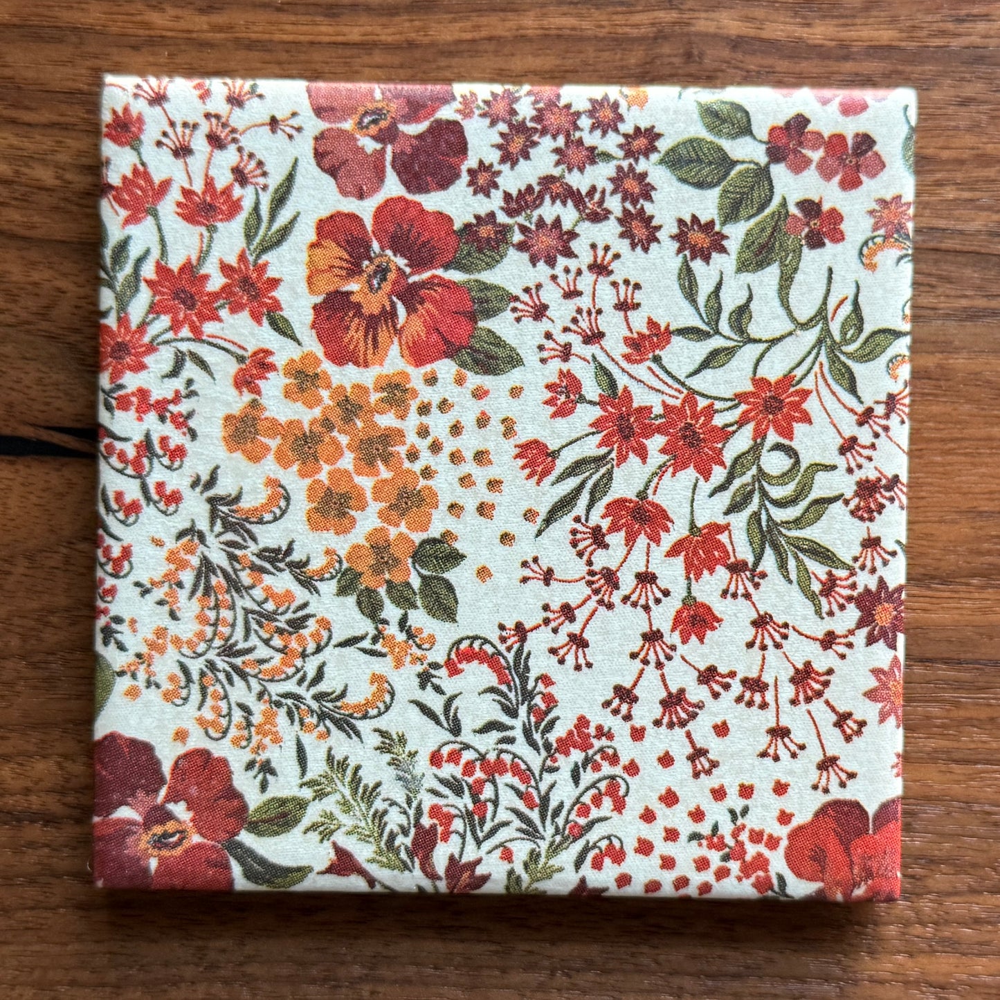 Rustic Warm Floral Ceramic Coaster
