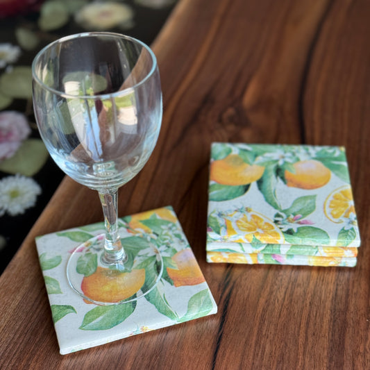Lemon Ceramic Coaster Set
