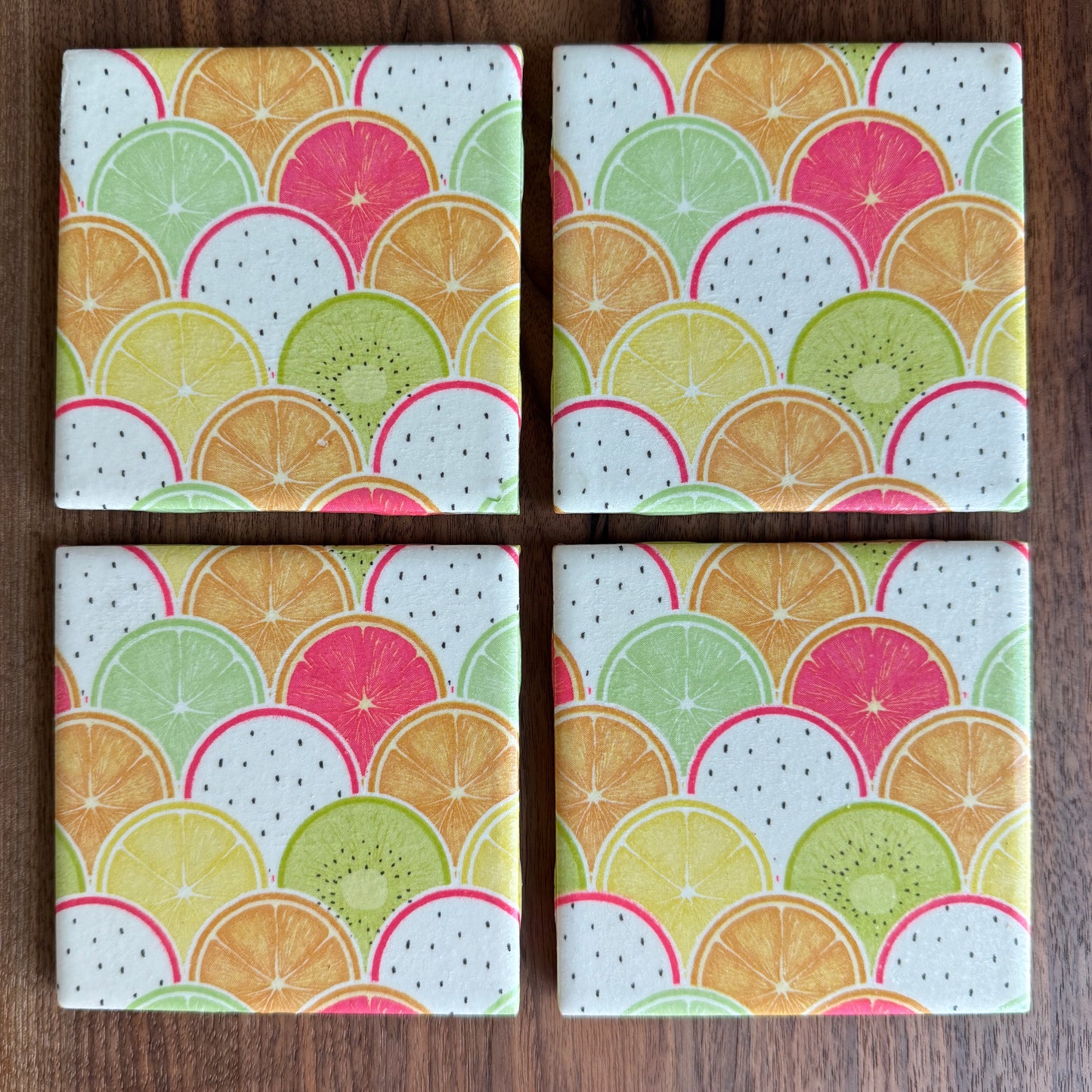 Sliced Fruit Ceramic Coaster Set