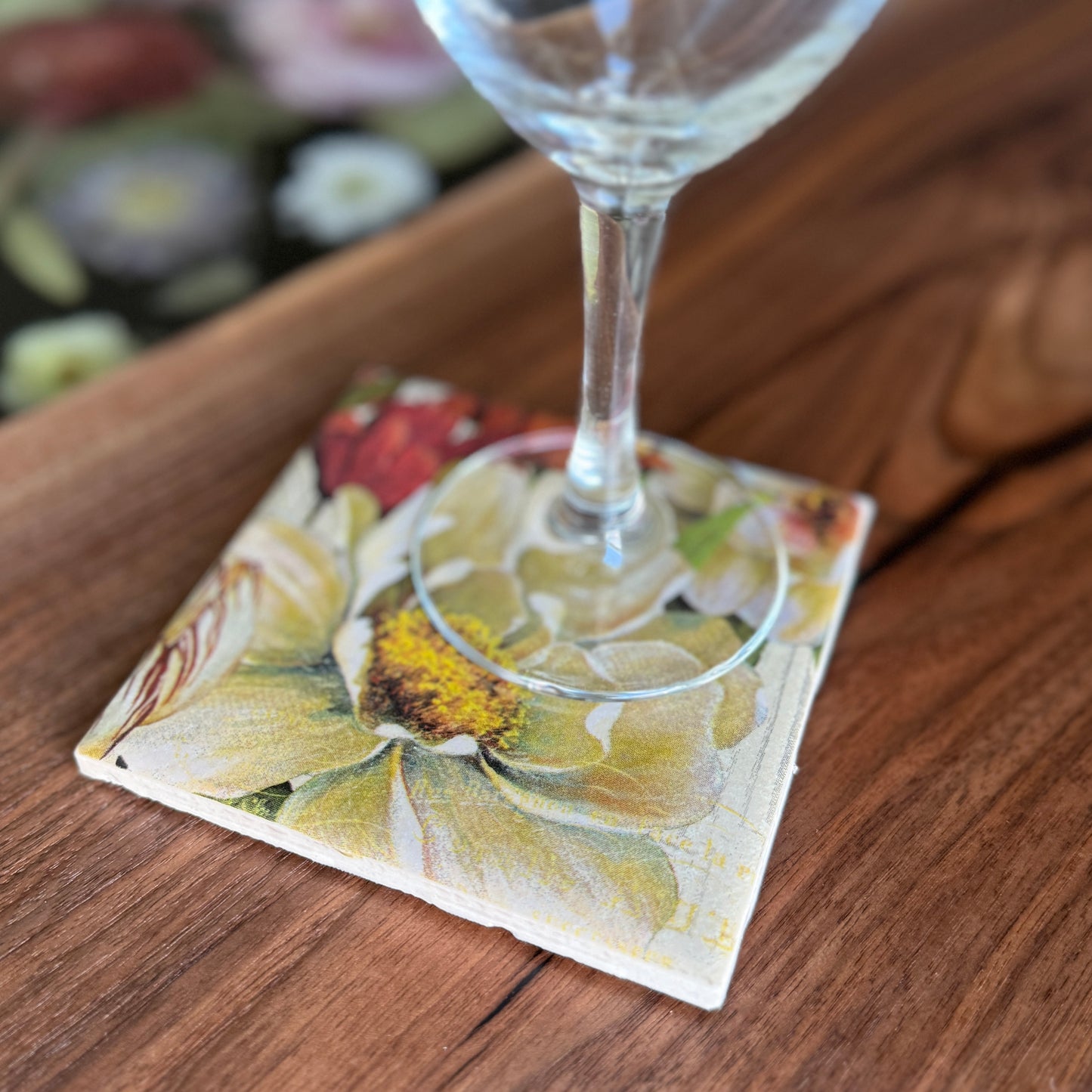 Peony & Tulips Ceramic Coaster