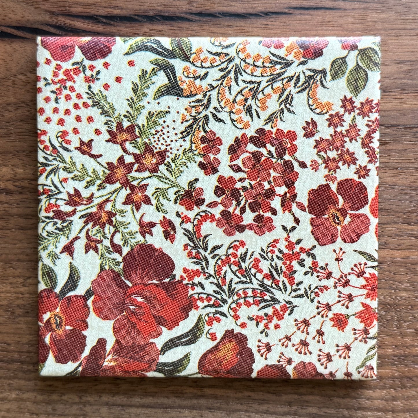 Rustic Warm Floral  Ceramic Coaster Set