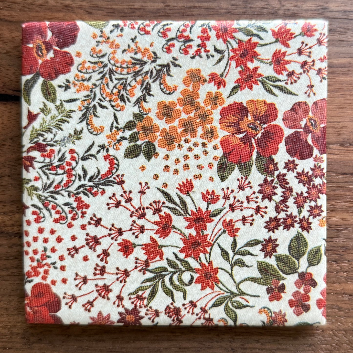 Rustic Warm Floral  Ceramic Coaster Set