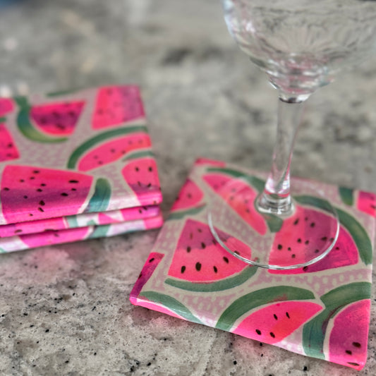 Watermelon Ceramic Coaster Set